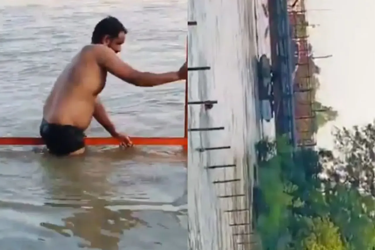 Man making a reel in Haridwar